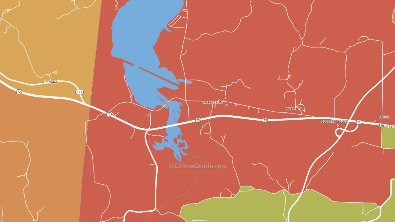 Margerum, AL Map of Robbery Rates