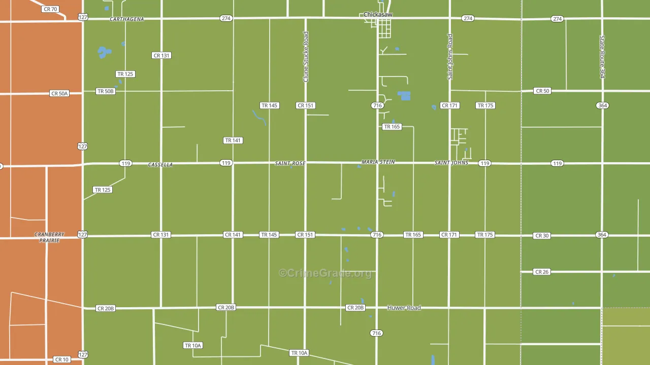 Maria Stein, OH Map of Robbery Rates