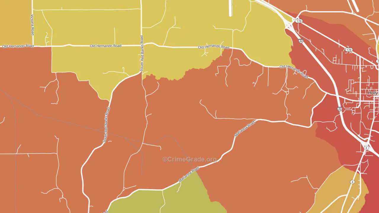 Marianna, MS Map of Robbery Rates