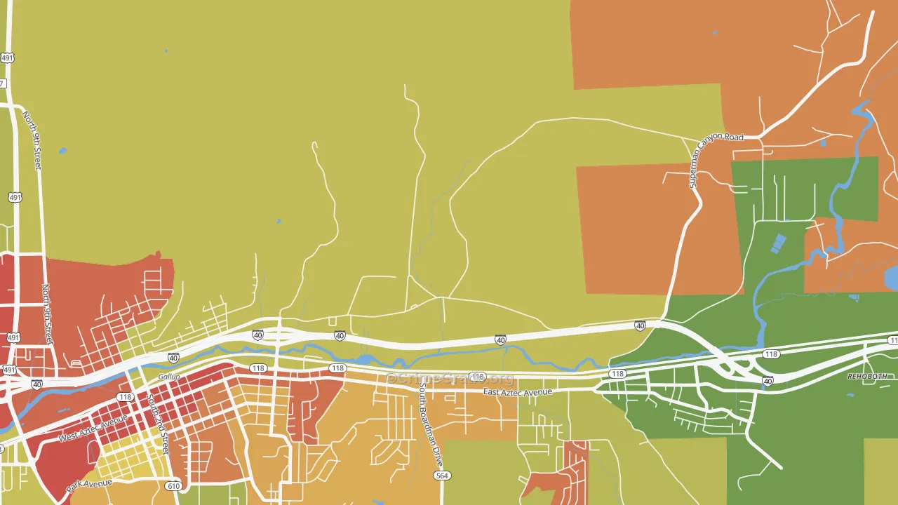 Mariano Lake, NM Map of Robbery Rates