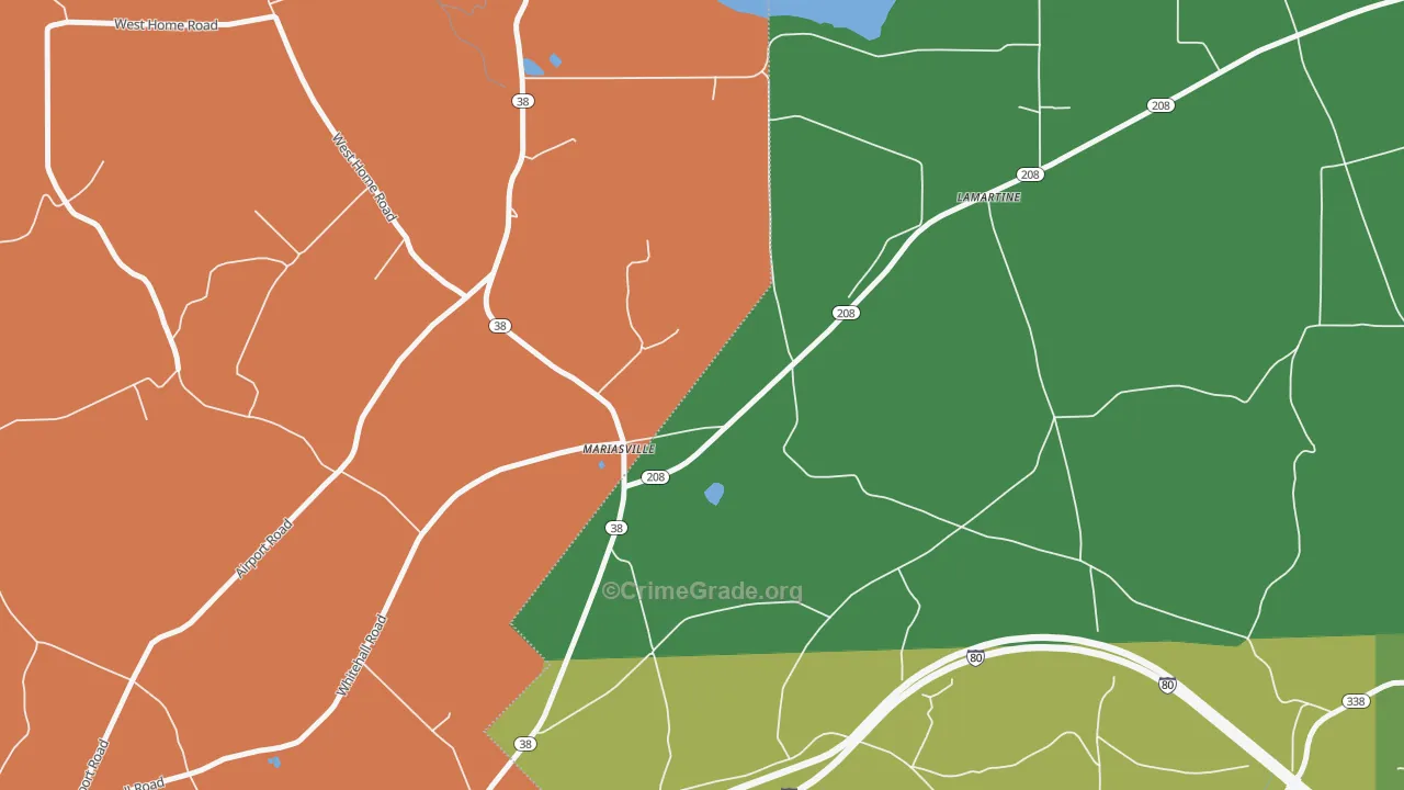 Mariasville, PA Map of Robbery Rates