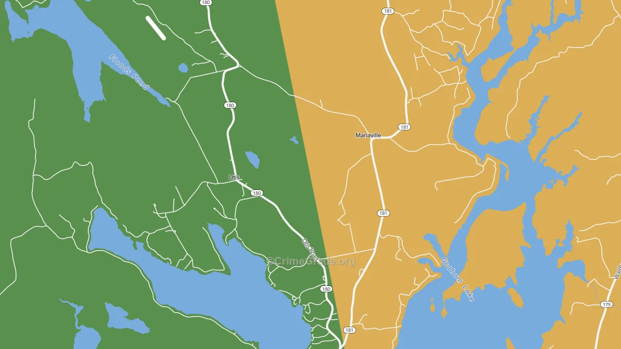 Mariaville, ME Map of Robbery Rates