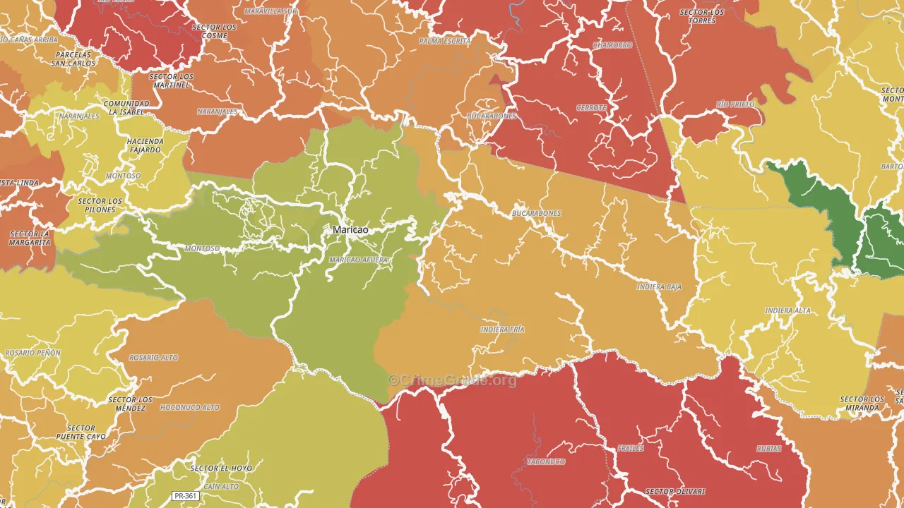 Maricao Municipio, PR Map of Robbery Rates