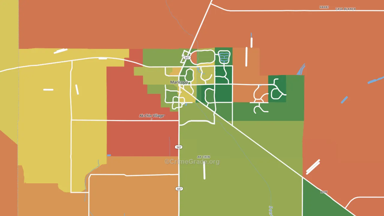 Maricopa, AZ Map of Robbery Rates