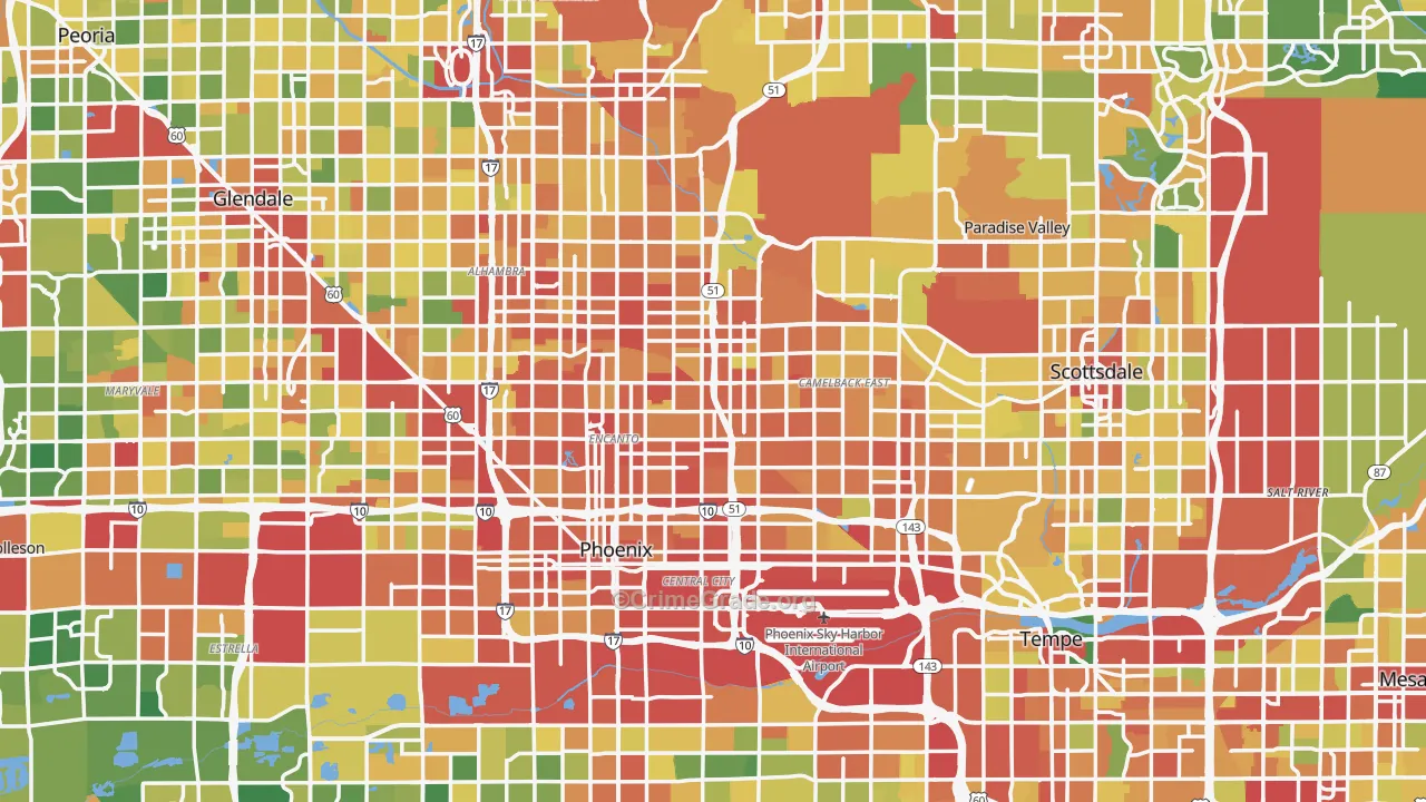 Maricopa County, AZ Map of Robbery Rates