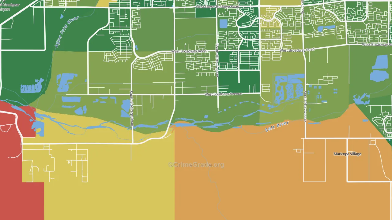 Maricopa Village, AZ Map of Robbery Rates