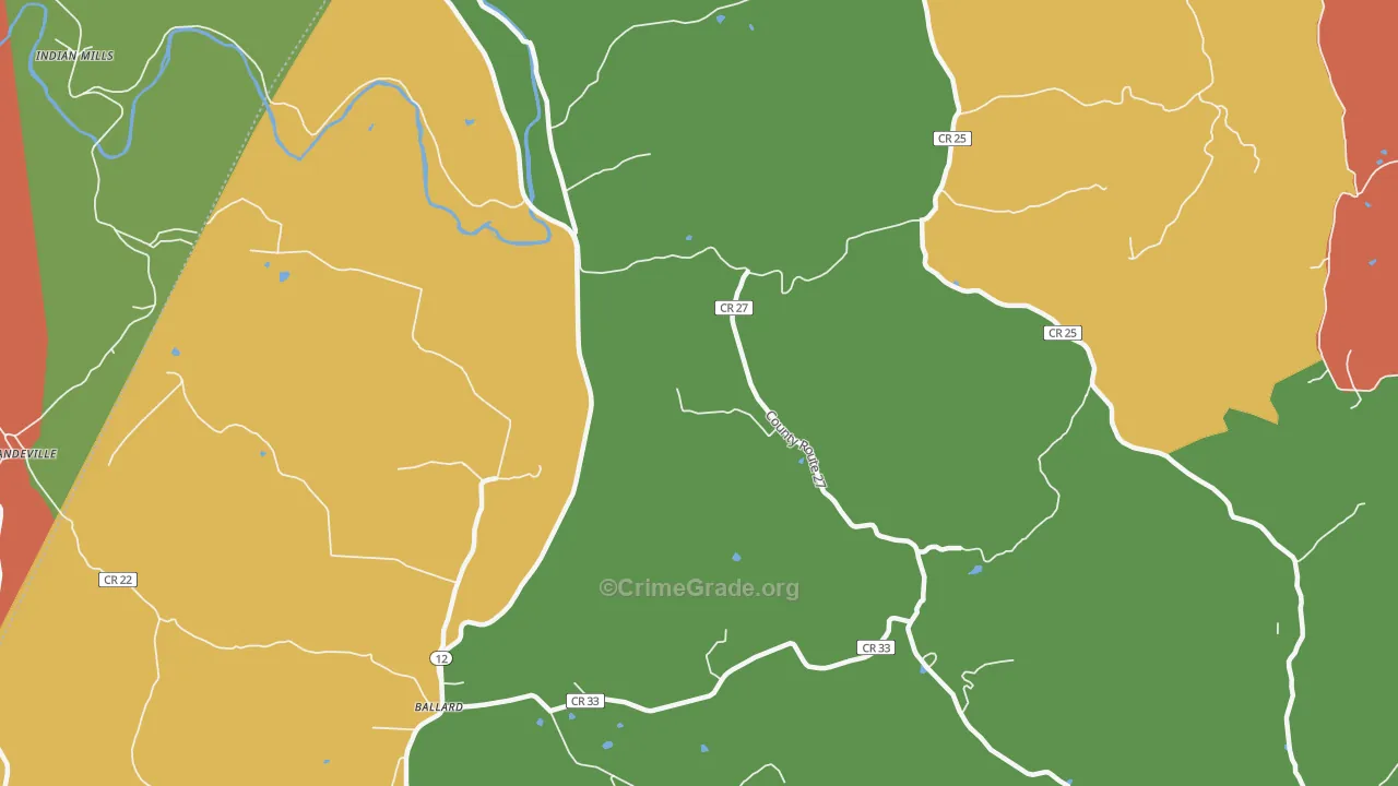 Marie, WV Map of Robbery Rates