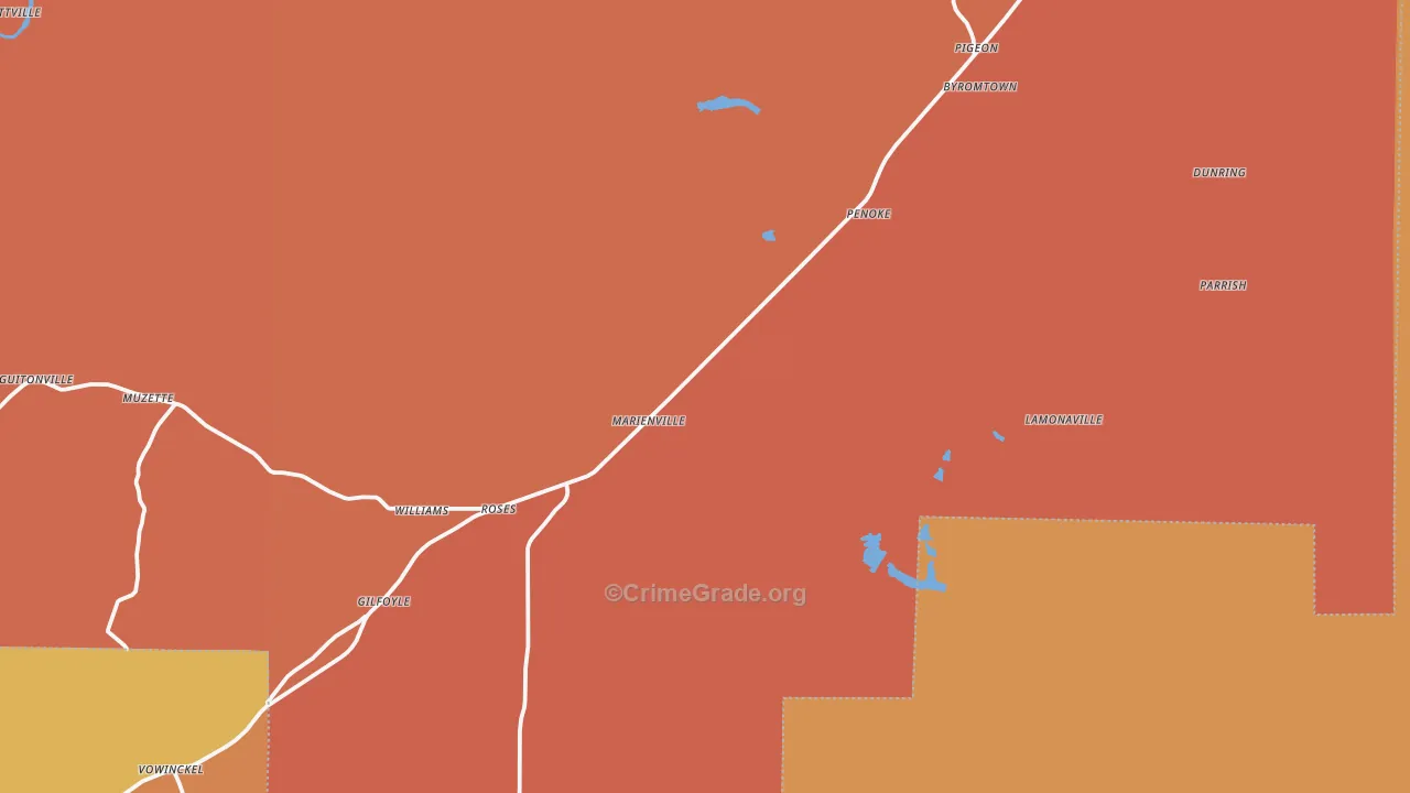 Marienville, PA Map of Robbery Rates