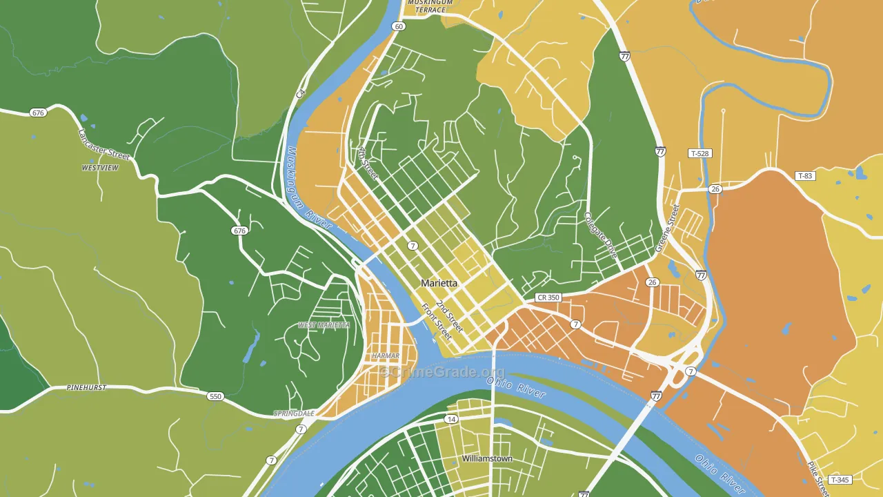 Marietta Historic District, Marietta, OH Map of Robbery Rates