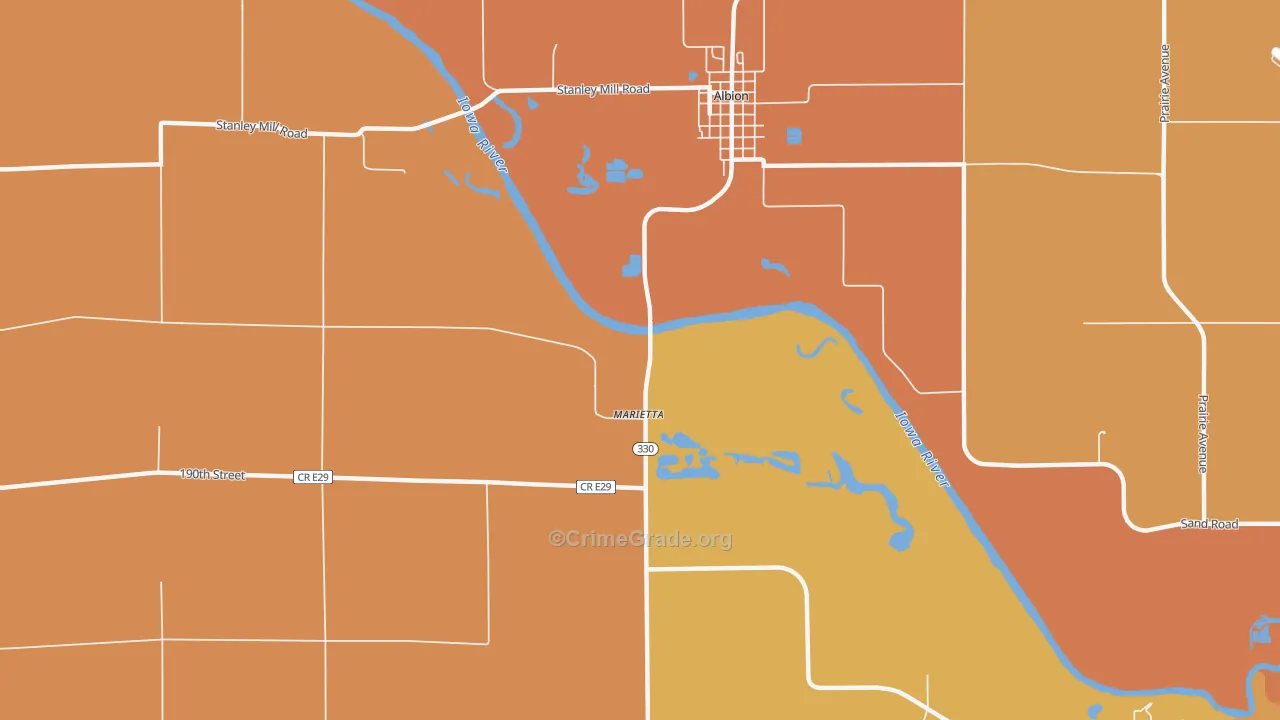 Marietta, IA Map of Robbery Rates