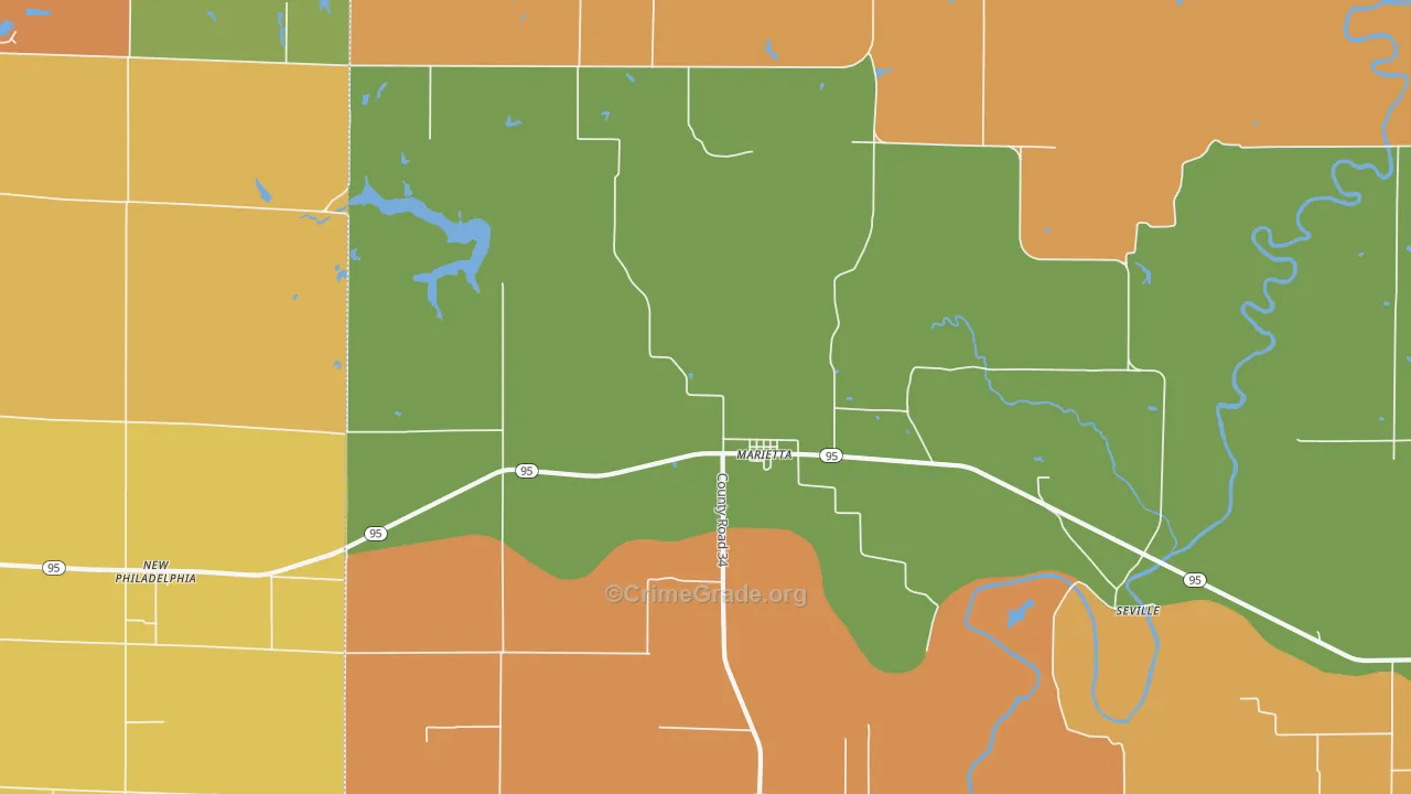 Marietta, IL Map of Robbery Rates