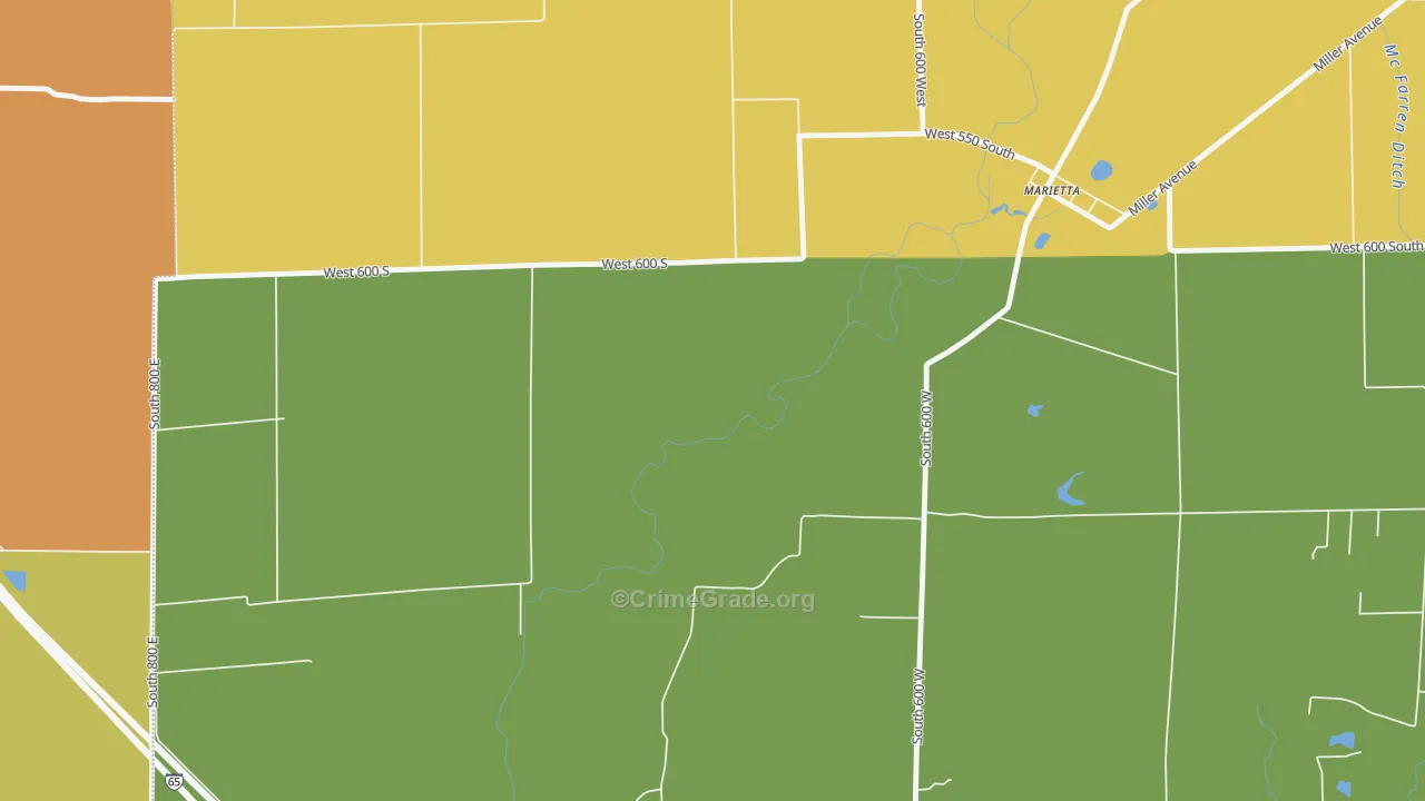 Marietta, IN Map of Robbery Rates