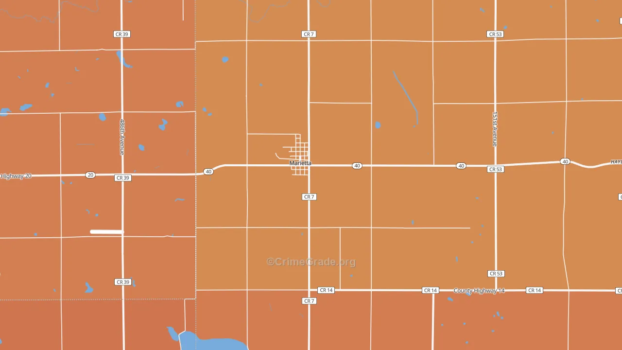 Marietta, MN Map of Robbery Rates