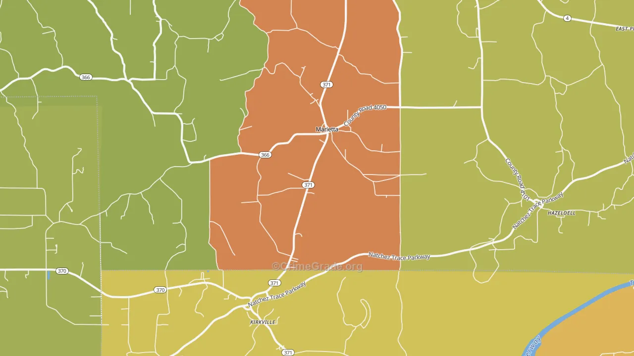 Marietta, MS Map of Robbery Rates