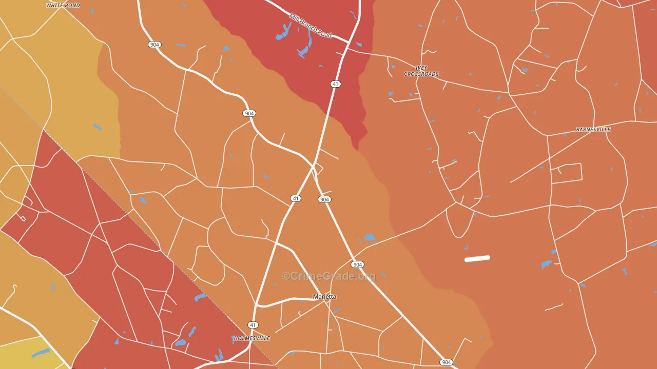 Marietta, NC Map of Robbery Rates
