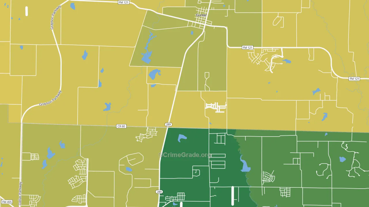 Marilee, TX Map of Robbery Rates
