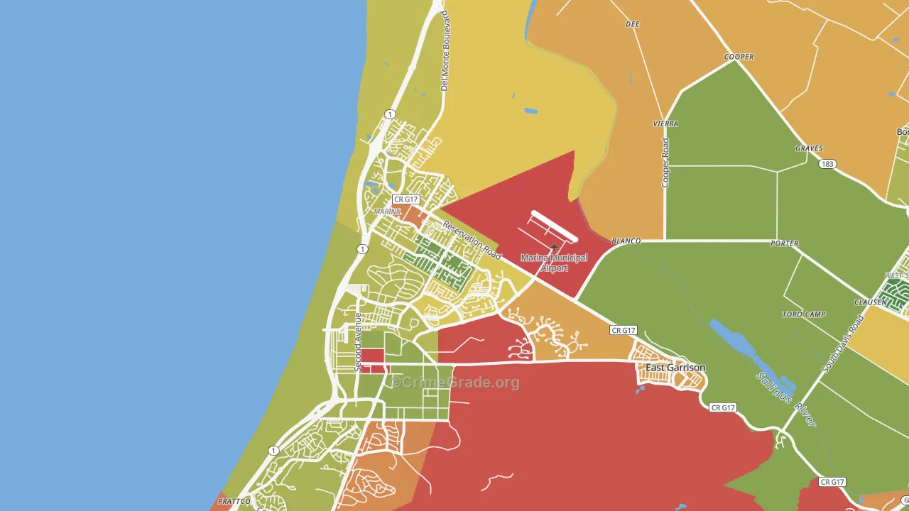 Marina, CA Map of Robbery Rates