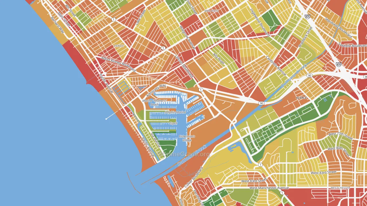 Marina Del Rey, CA Map of Robbery Rates