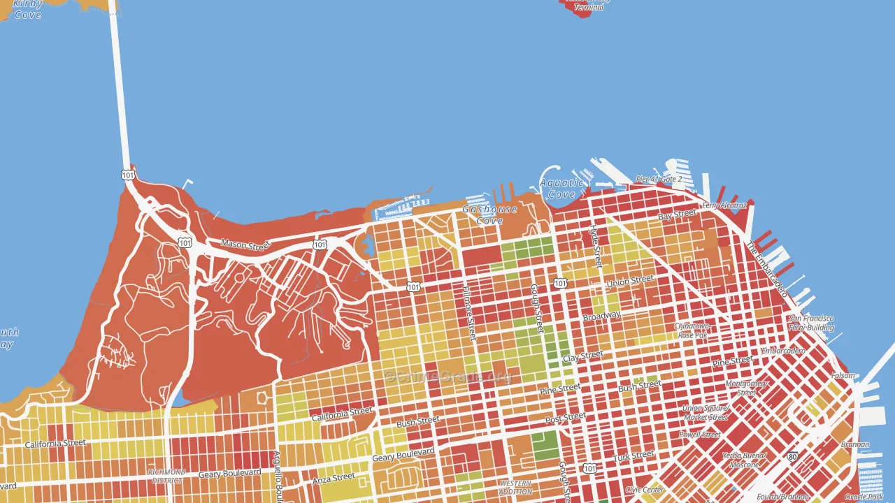 Marina-San Francisco, San Francisco, CA Map of Robbery Rates