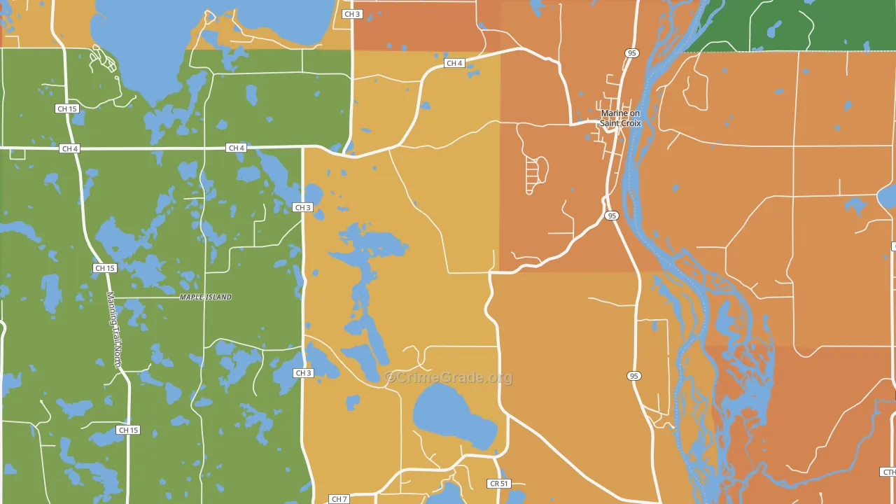 Marine On St. Croix, MN Map of Robbery Rates