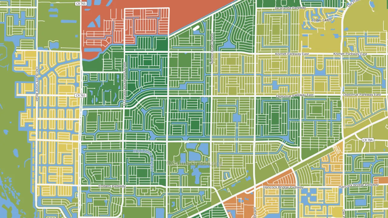Mariner, Cape Coral, FL Map of Robbery Rates