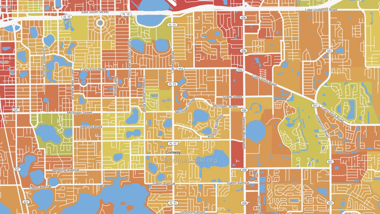 Mariners Village, Orlando, FL Map of Robbery Rates
