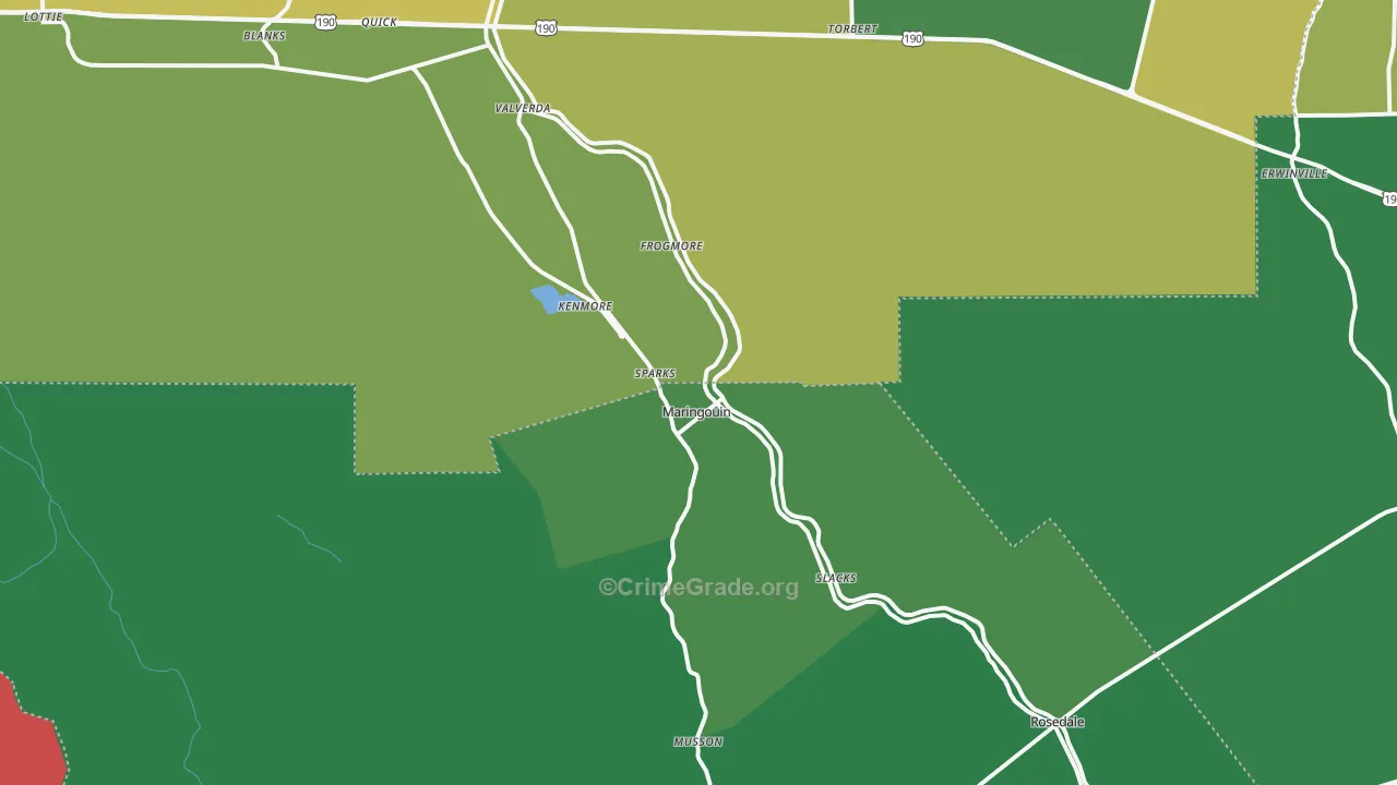 Maringouin, LA Map of Robbery Rates