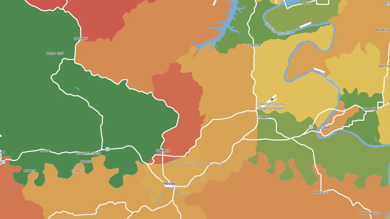 Marion County, AR Map of Robbery Rates