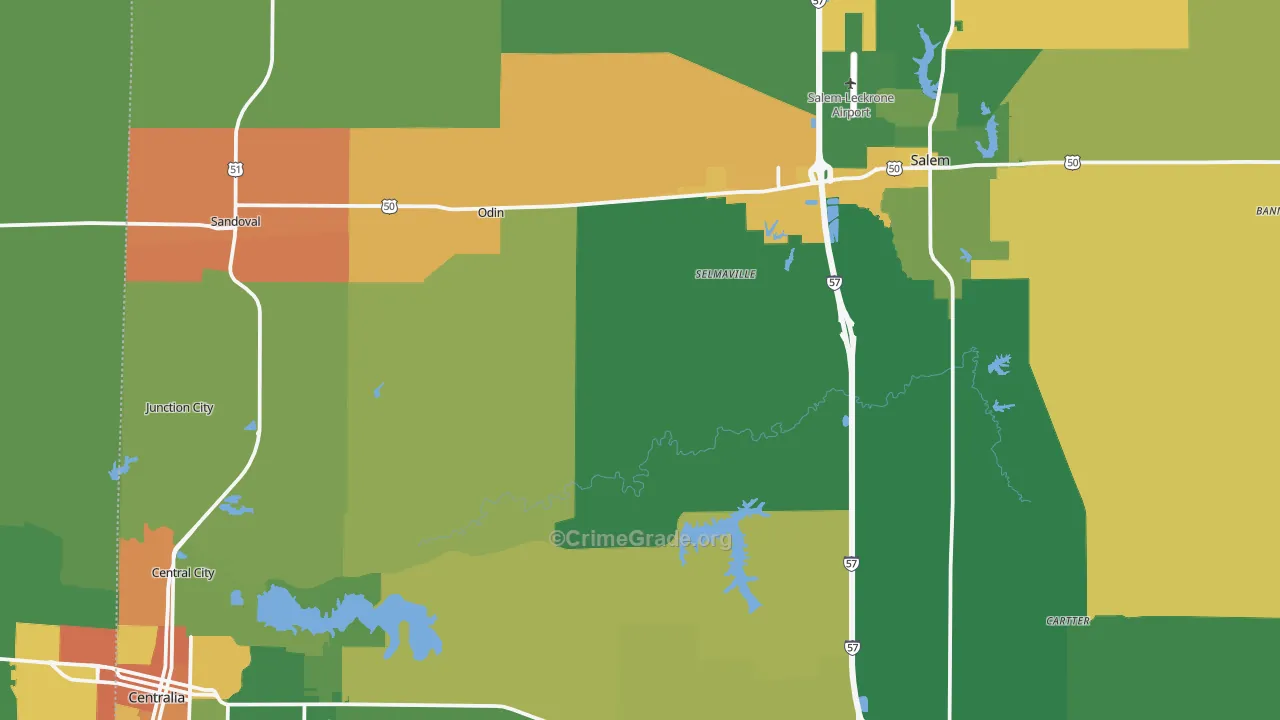 Marion County, IL Map of Robbery Rates