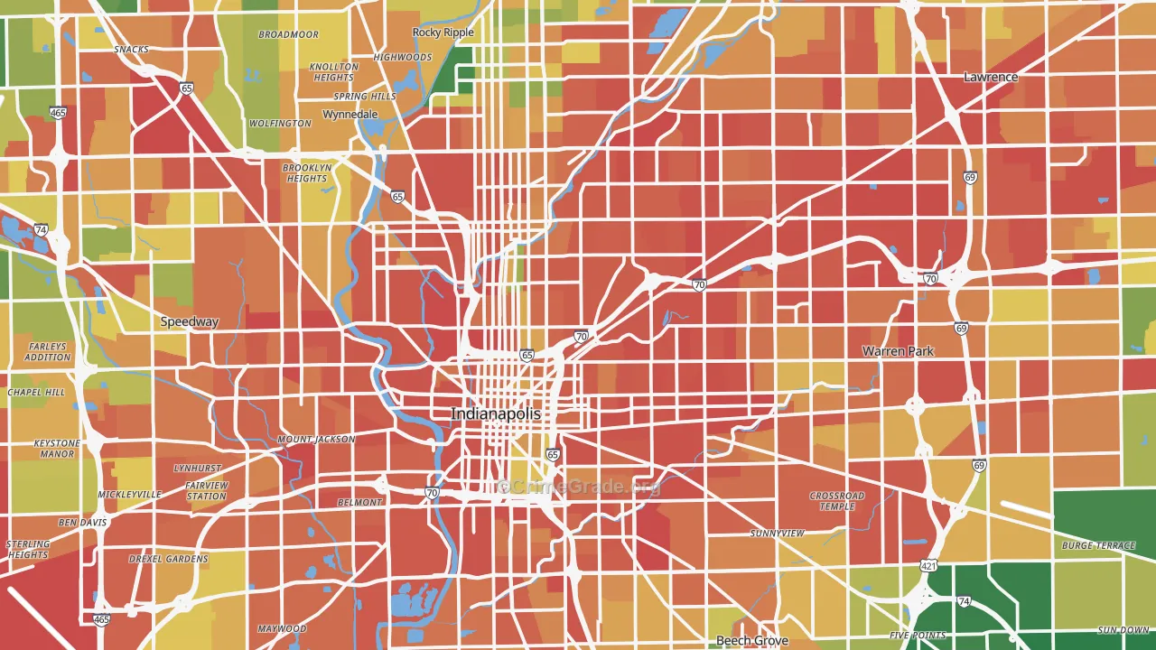 Marion County, IN Map of Robbery Rates