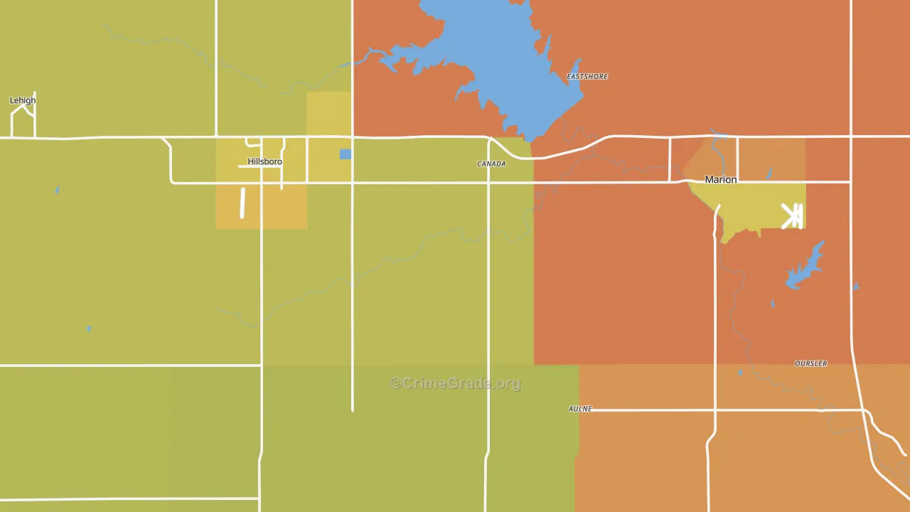 Marion County, KS Map of Robbery Rates