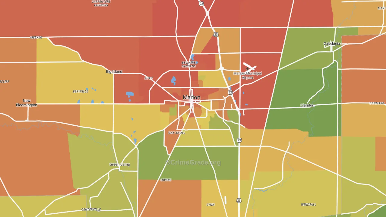 Marion County, OH Map of Robbery Rates