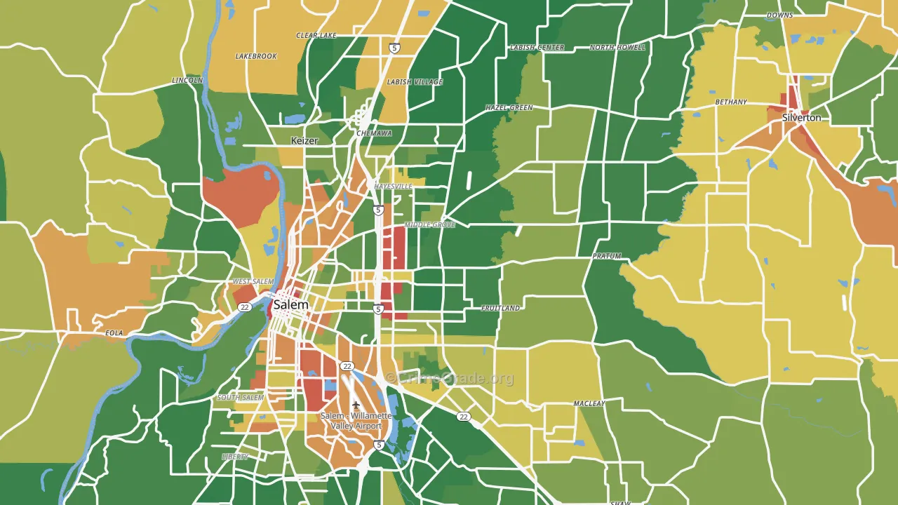 Marion County, OR Map of Robbery Rates