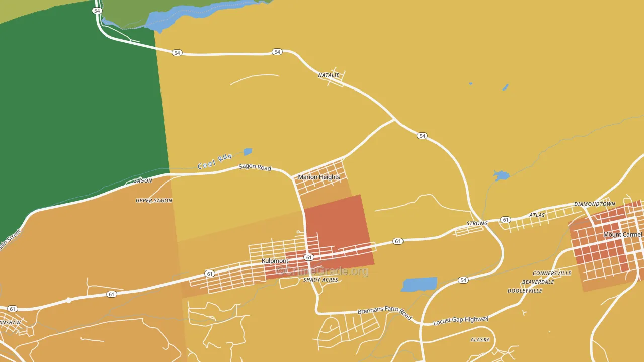 Marion Heights, PA Map of Robbery Rates