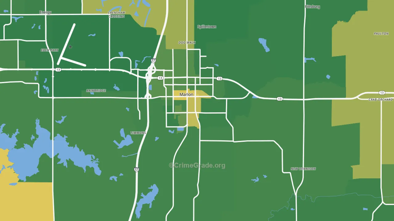 Marion, IL Map of Robbery Rates