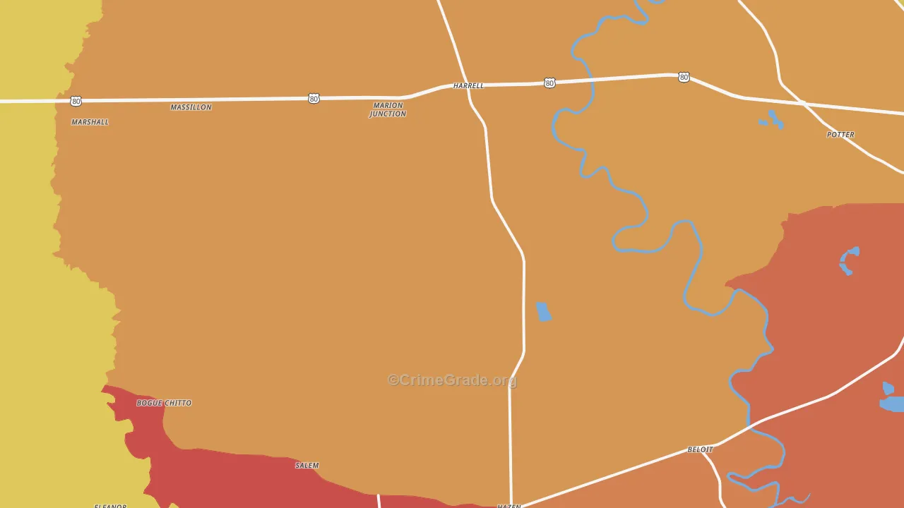 Marion Junction, AL Map of Robbery Rates
