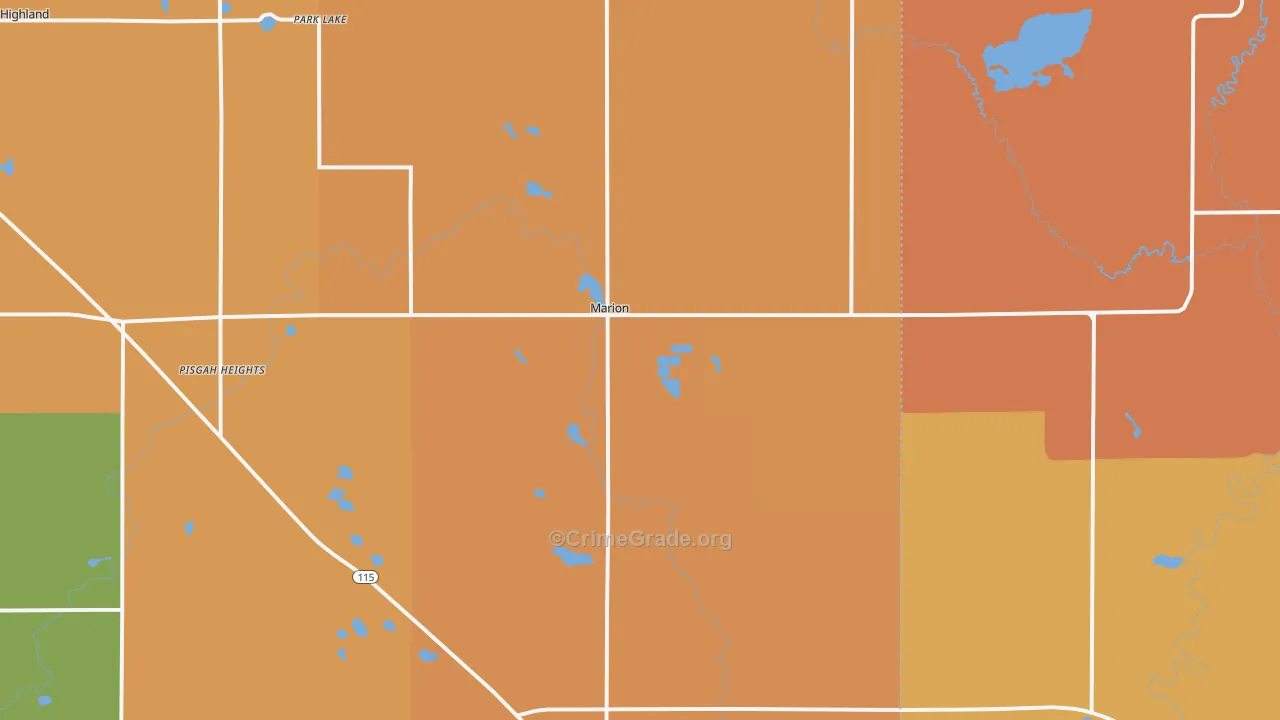 Marion, MI Map of Robbery Rates