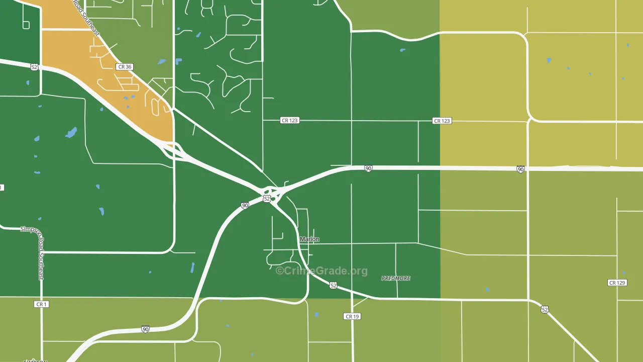 Marion, MN Map of Robbery Rates