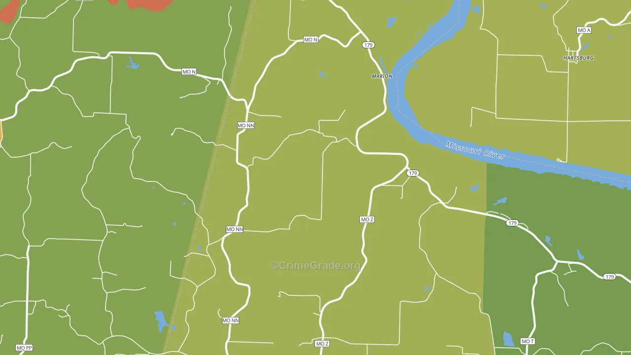 Marion, MO Map of Robbery Rates
