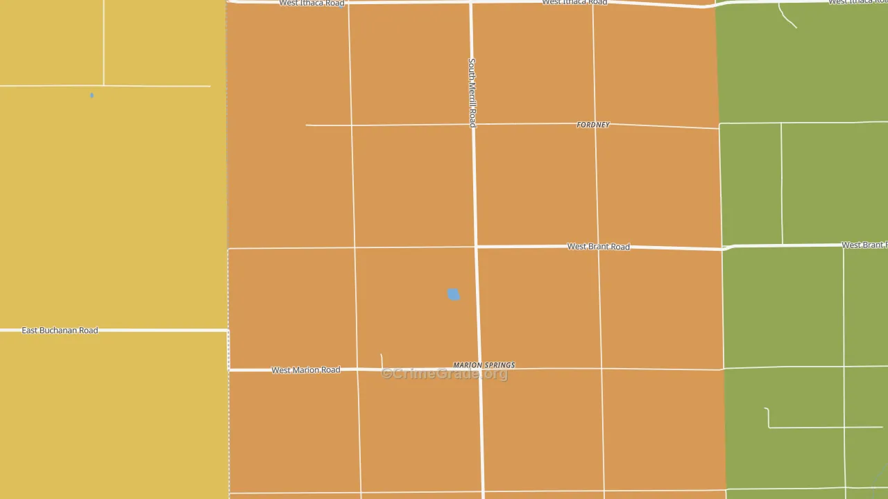 Marion Springs, MI Map of Robbery Rates