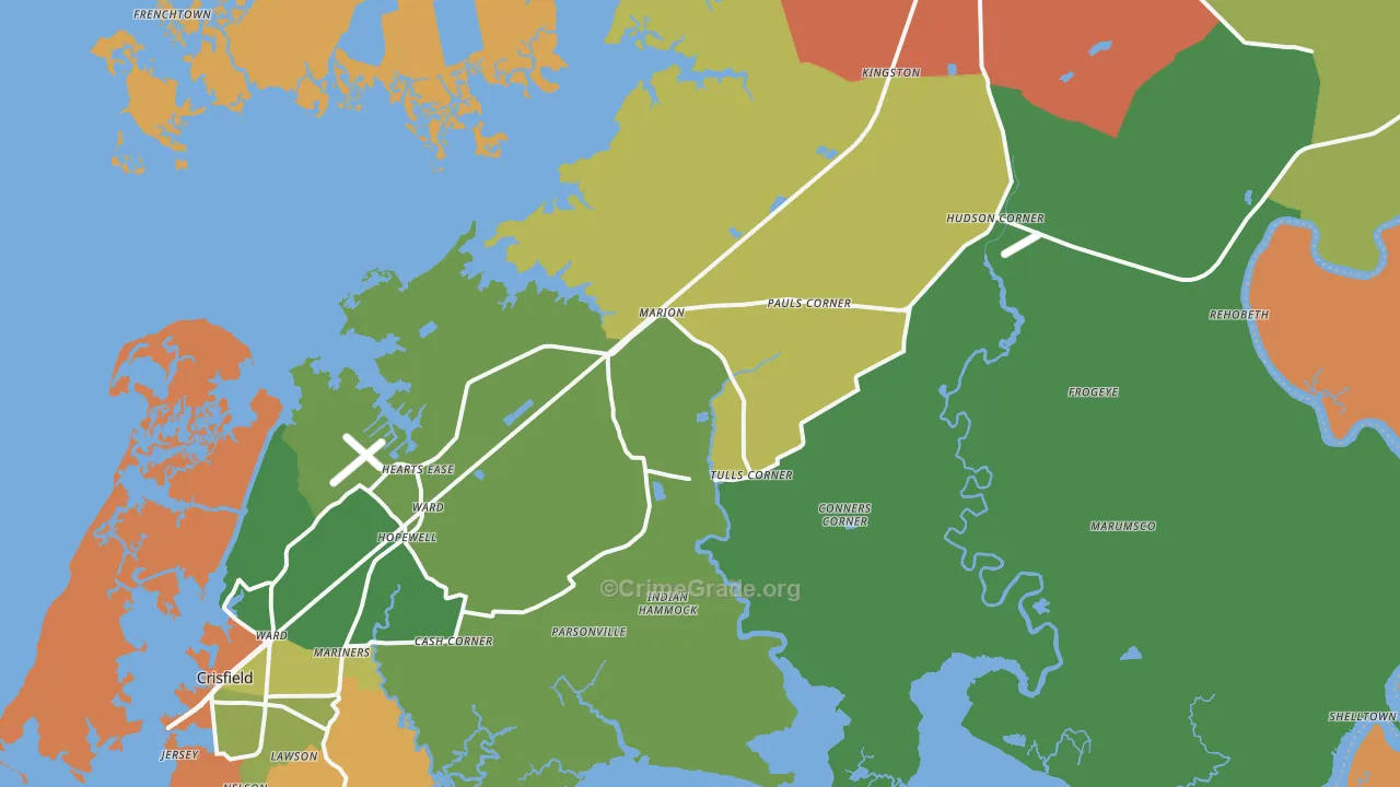 Marion Station, MD Map of Robbery Rates