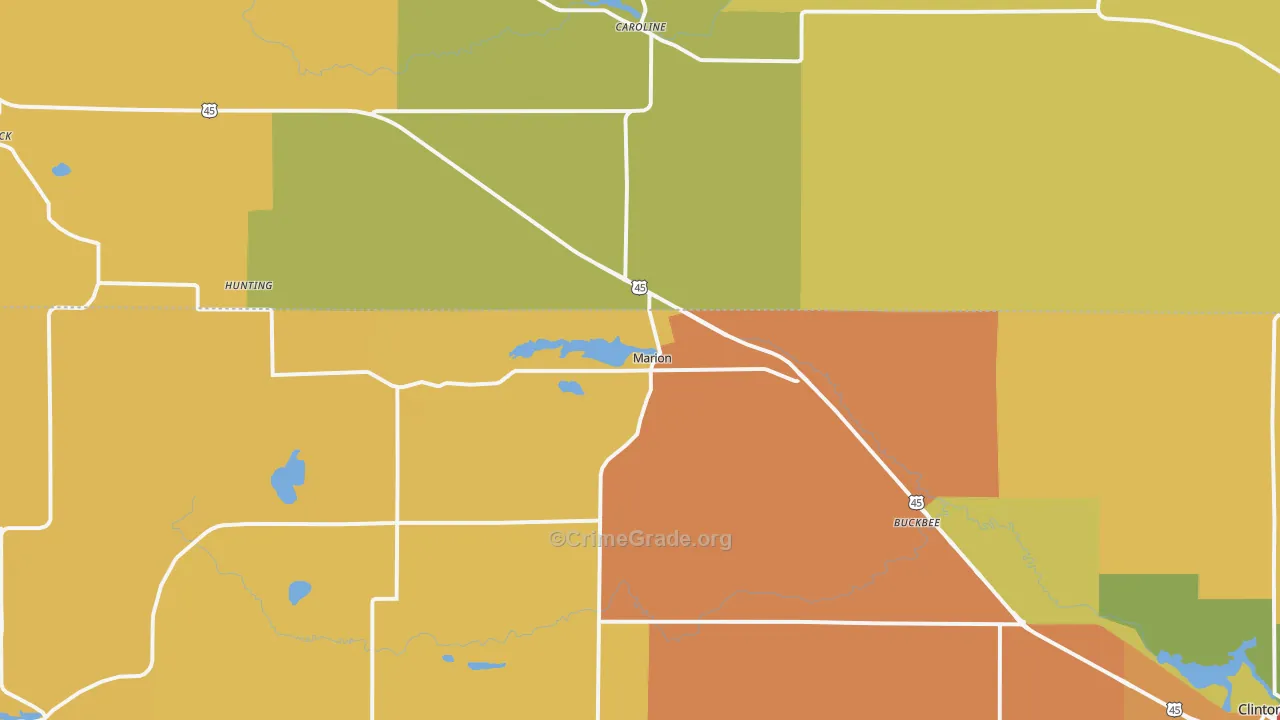 Marion, WI Map of Robbery Rates