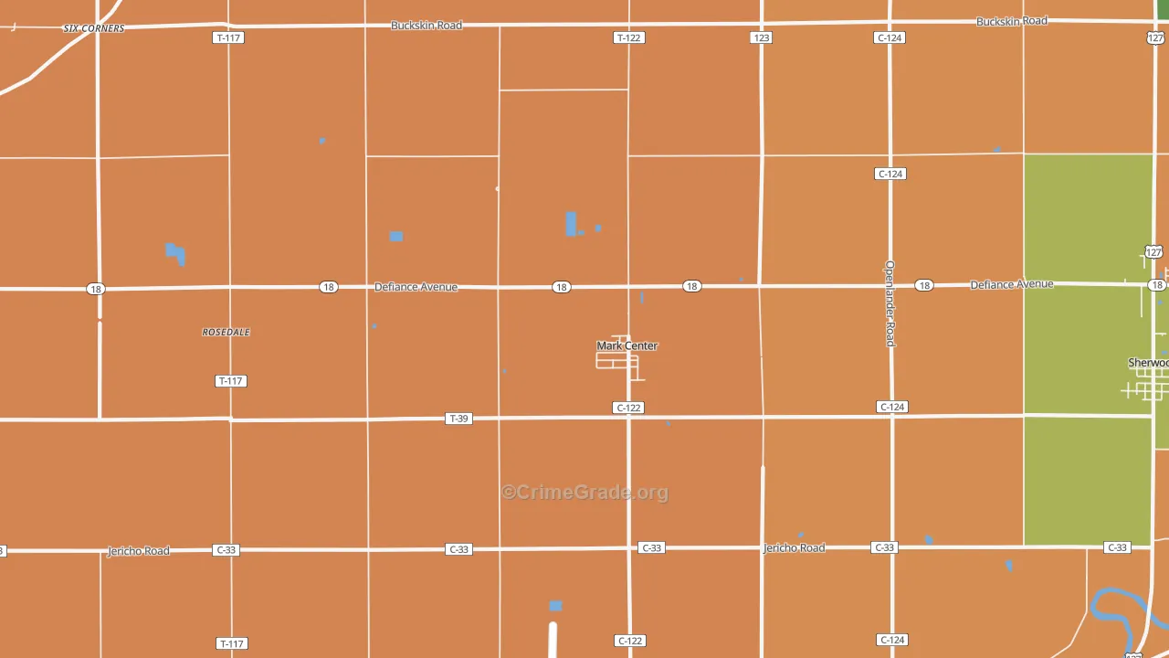Mark Center, OH Map of Robbery Rates