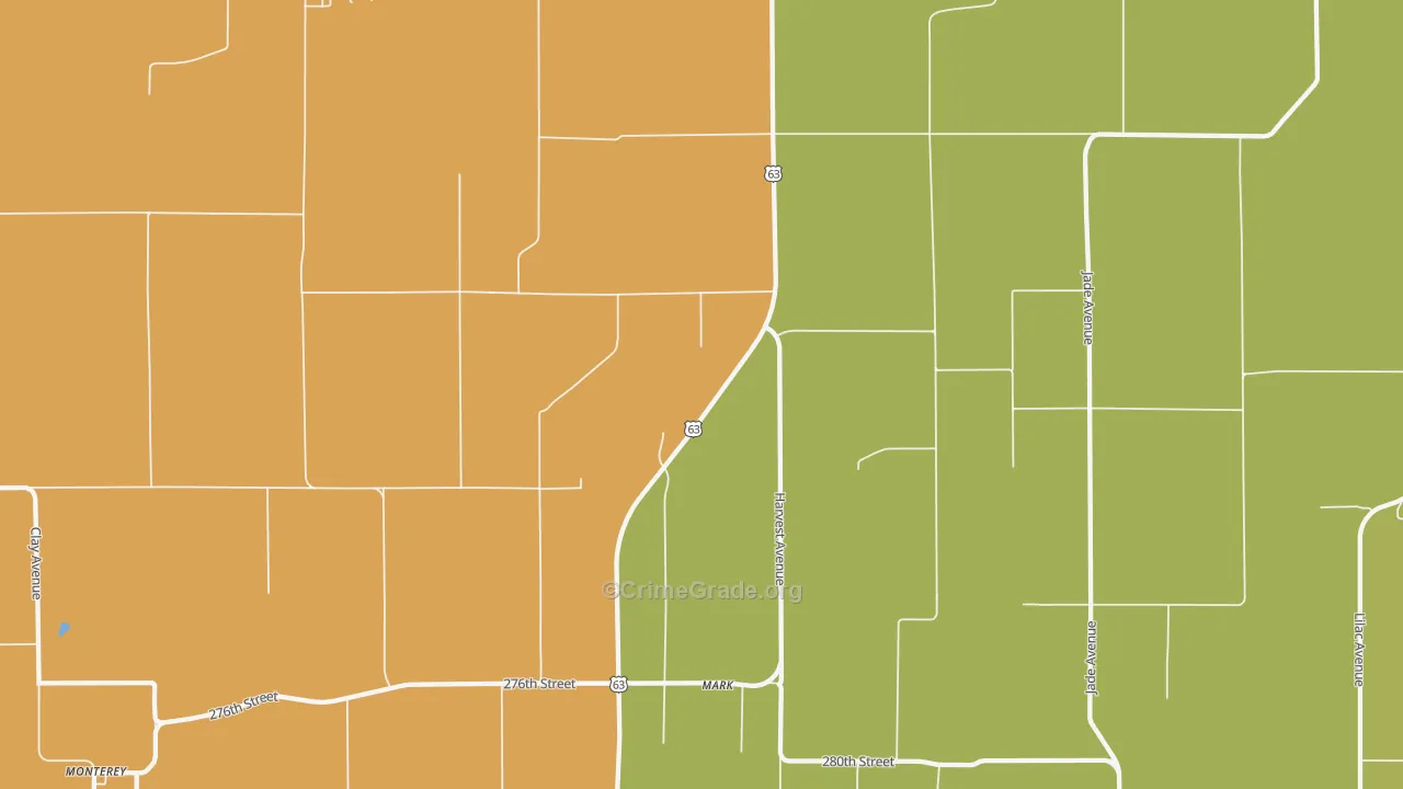 Mark, IA Map of Robbery Rates