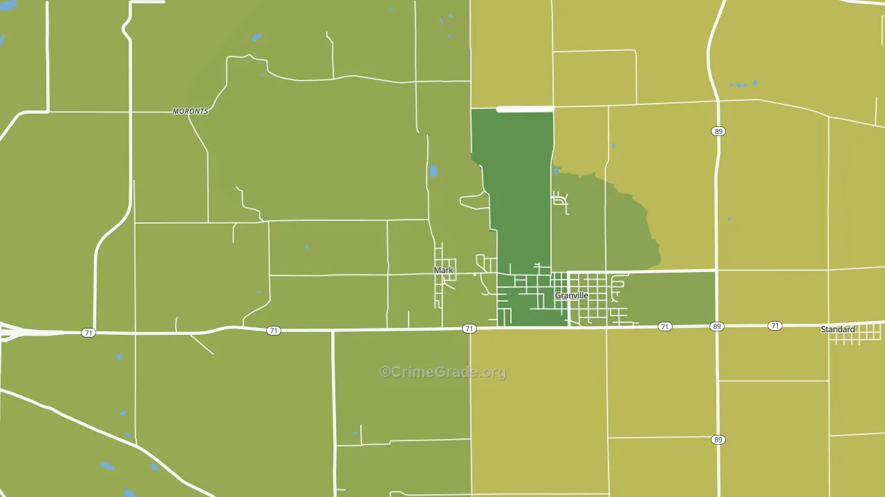 Mark, IL Map of Robbery Rates