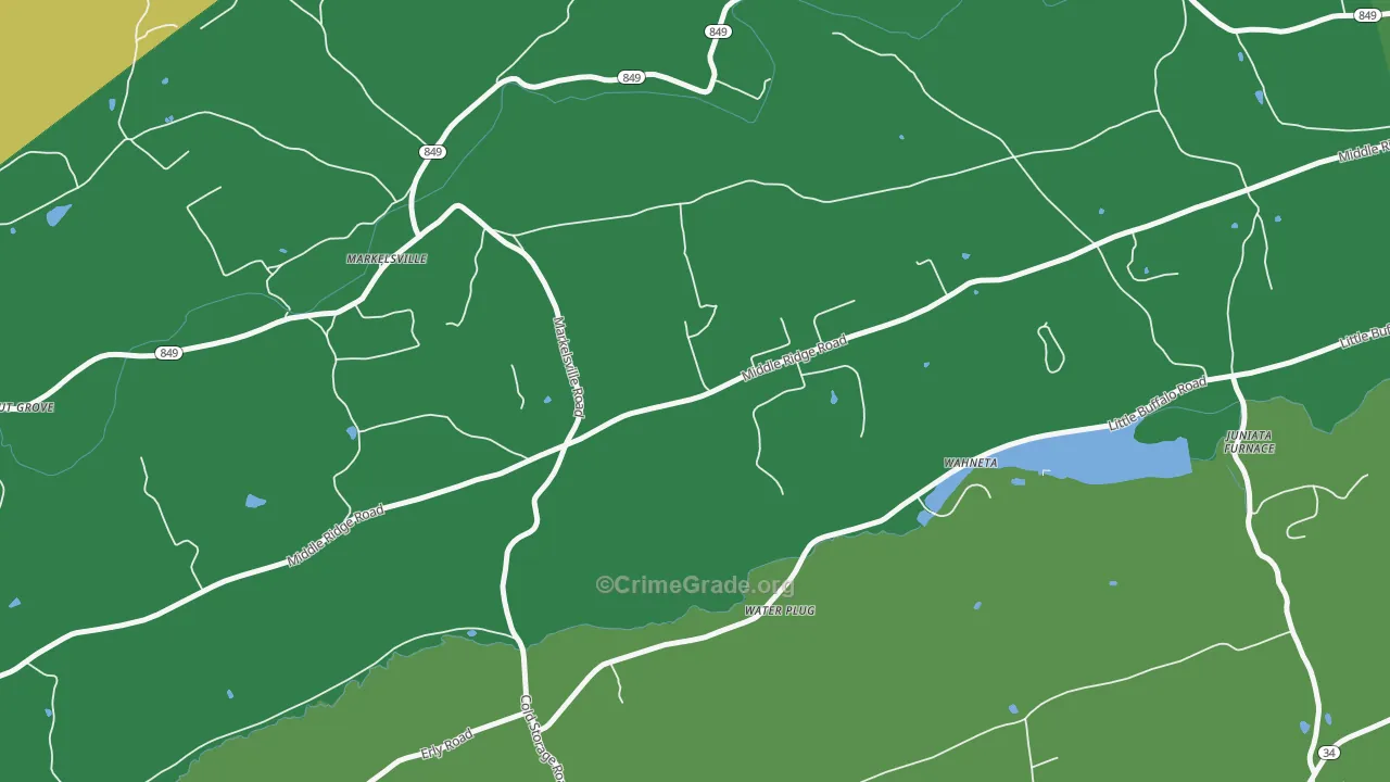 Markelsville, PA Map of Robbery Rates