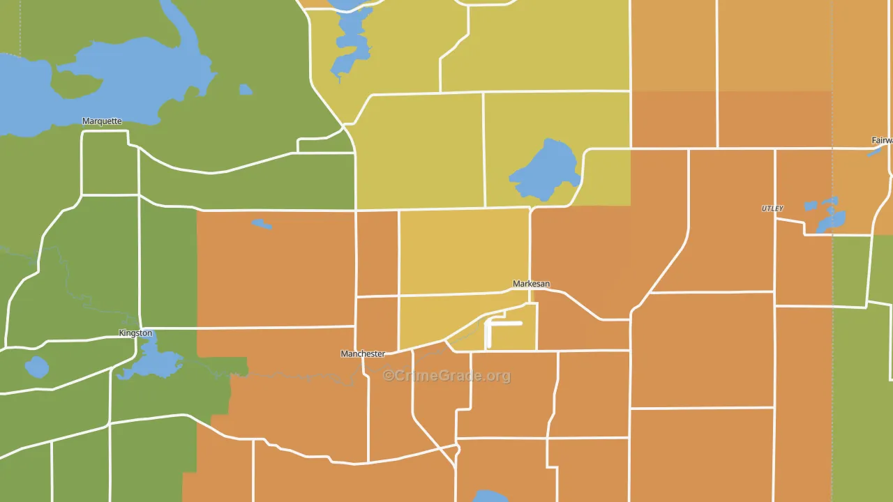 Markesan, WI Map of Robbery Rates