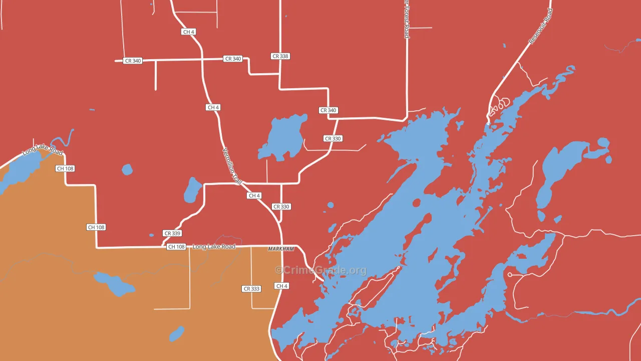 Markham, MN Map of Robbery Rates