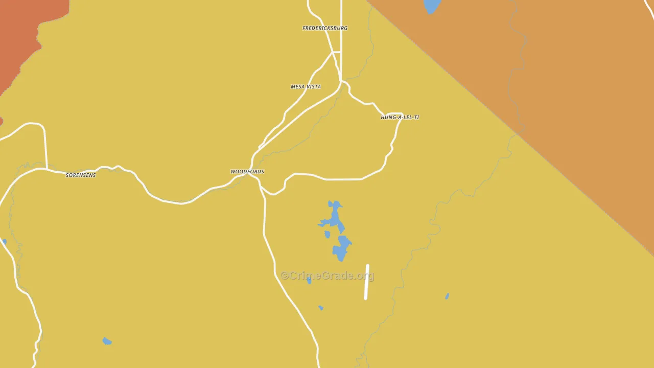 Markleeville, CA Map of Robbery Rates