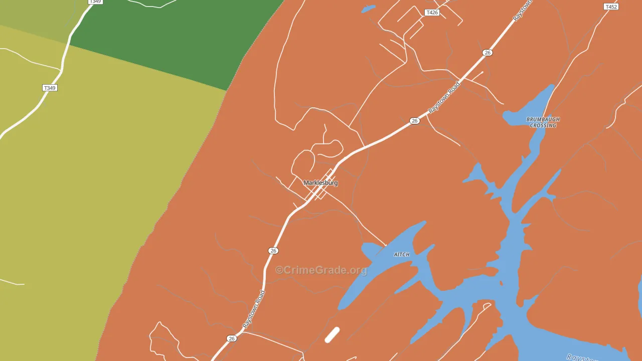 Marklesburg, PA Map of Robbery Rates